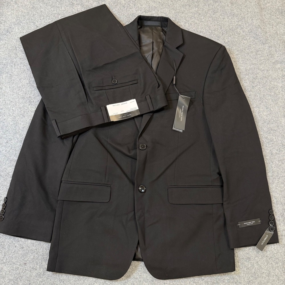Marc New York Andrew Marc Black Casselman 2-Piece Suit 36S 29W CASS2MBV0287